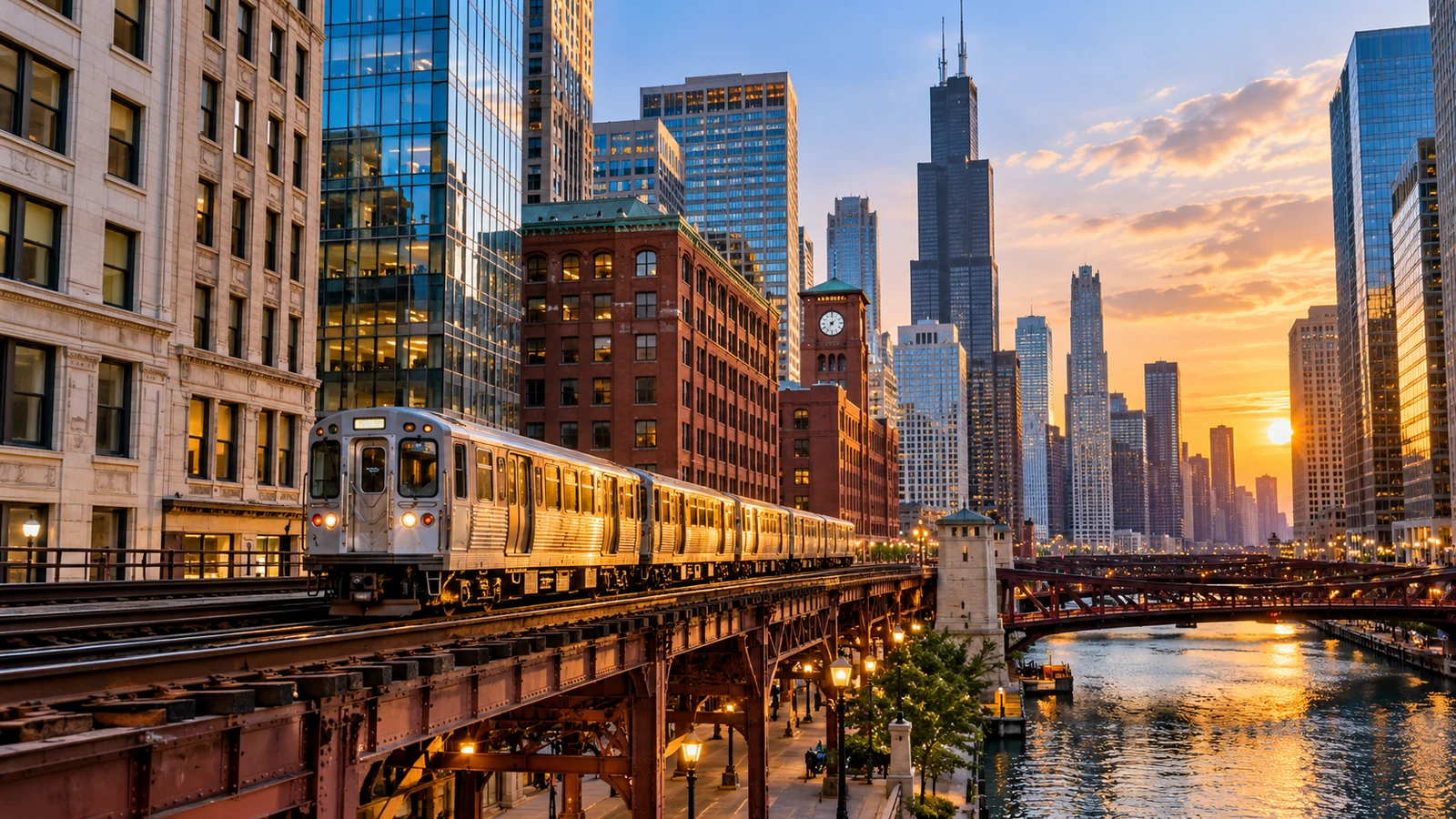Tren elevado y arquitectura de Chicago Tren elevado y arquitectura de Chicago