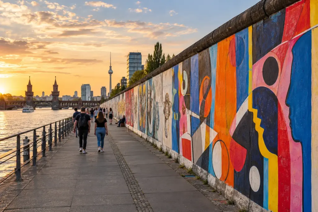 Tramo del Muro de Berlín conservado en la East Side Gallery.