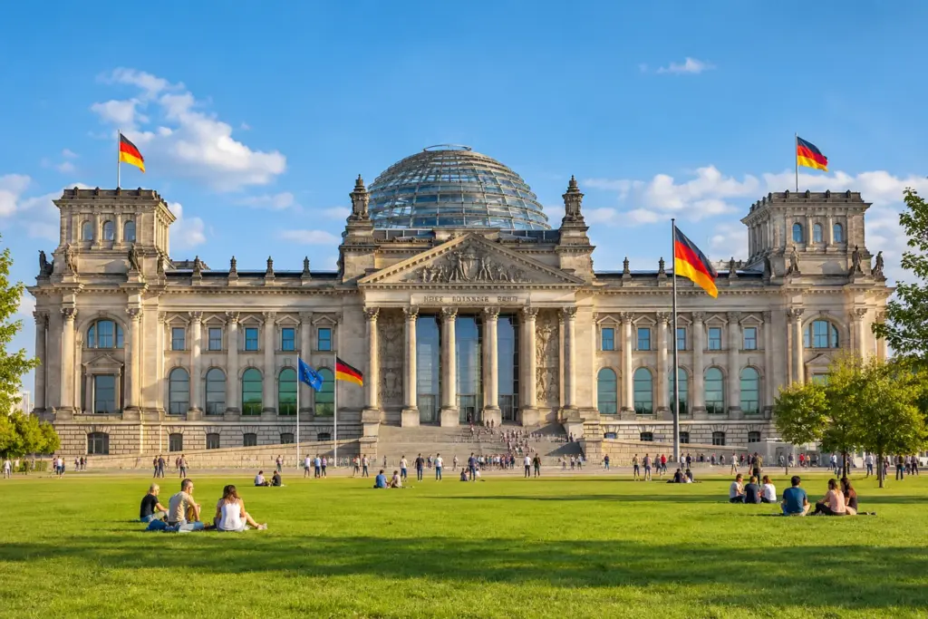 Fachada del Reichstag con su cúpula de cristal en Berlín, durante el viaje Berlín Comfort con Iberia.