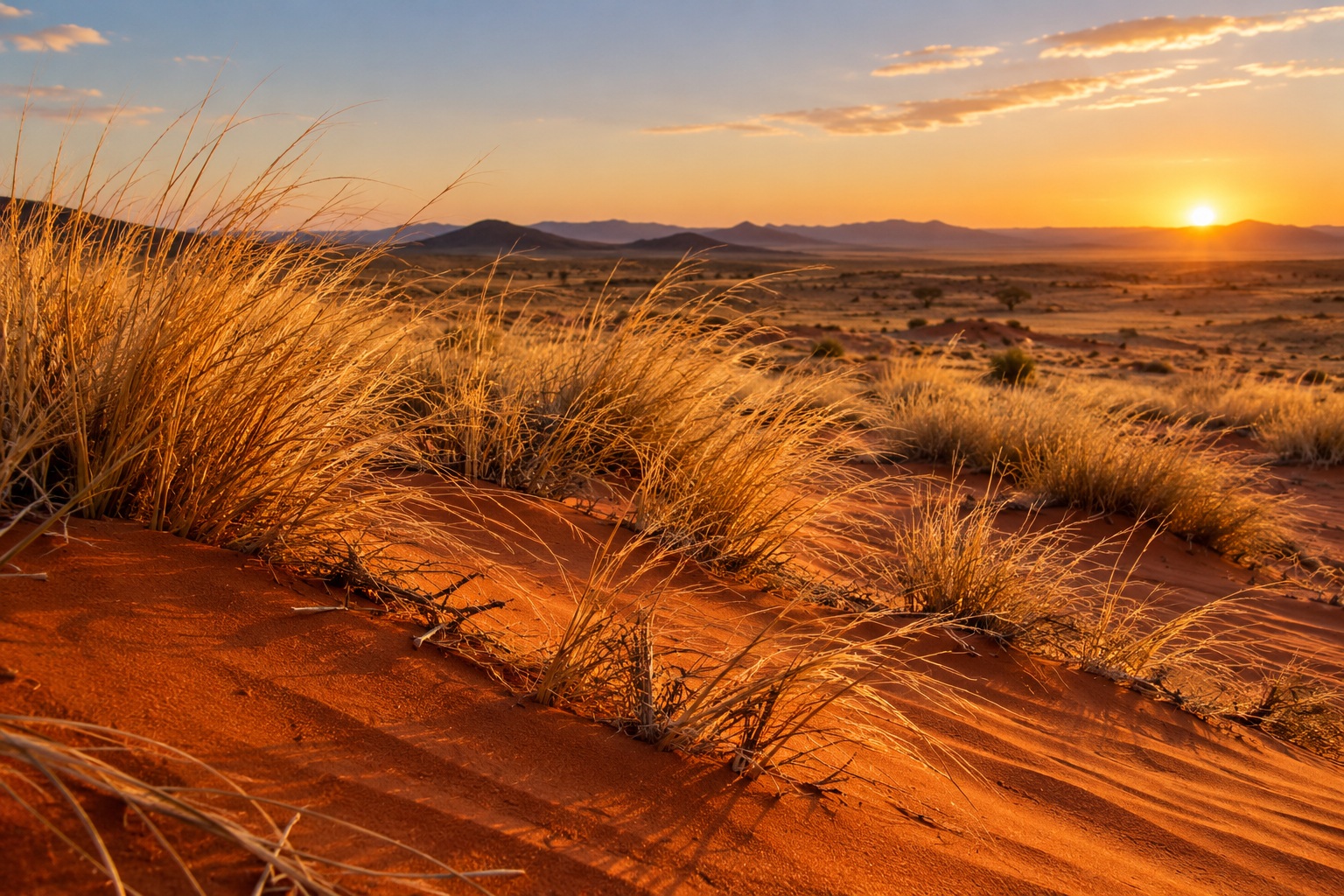 Arena roja y pastizales del Kalahari