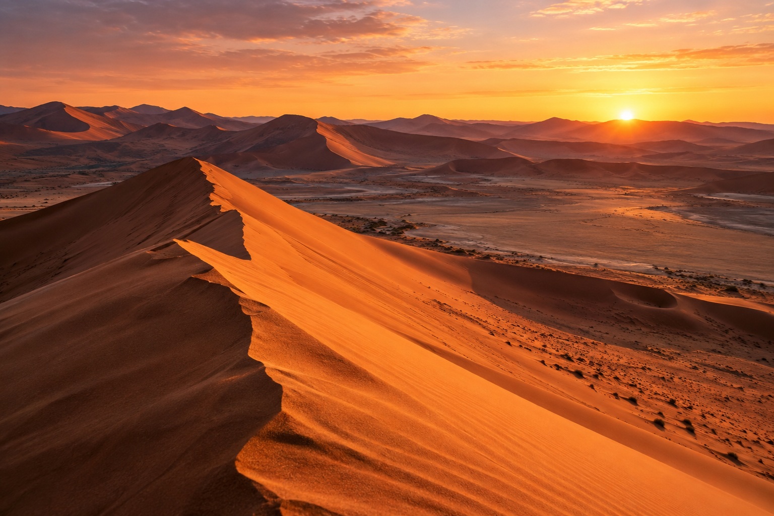 Dunas del desierto del Namib al atardecer
