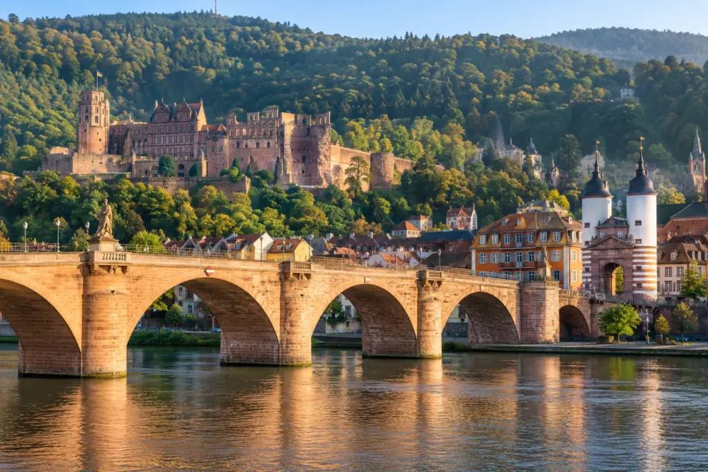 Puente Viejo y castillo de Heidelberg junto al río Neckar, durante el viaje Berlín y Alemania de Ensueño.