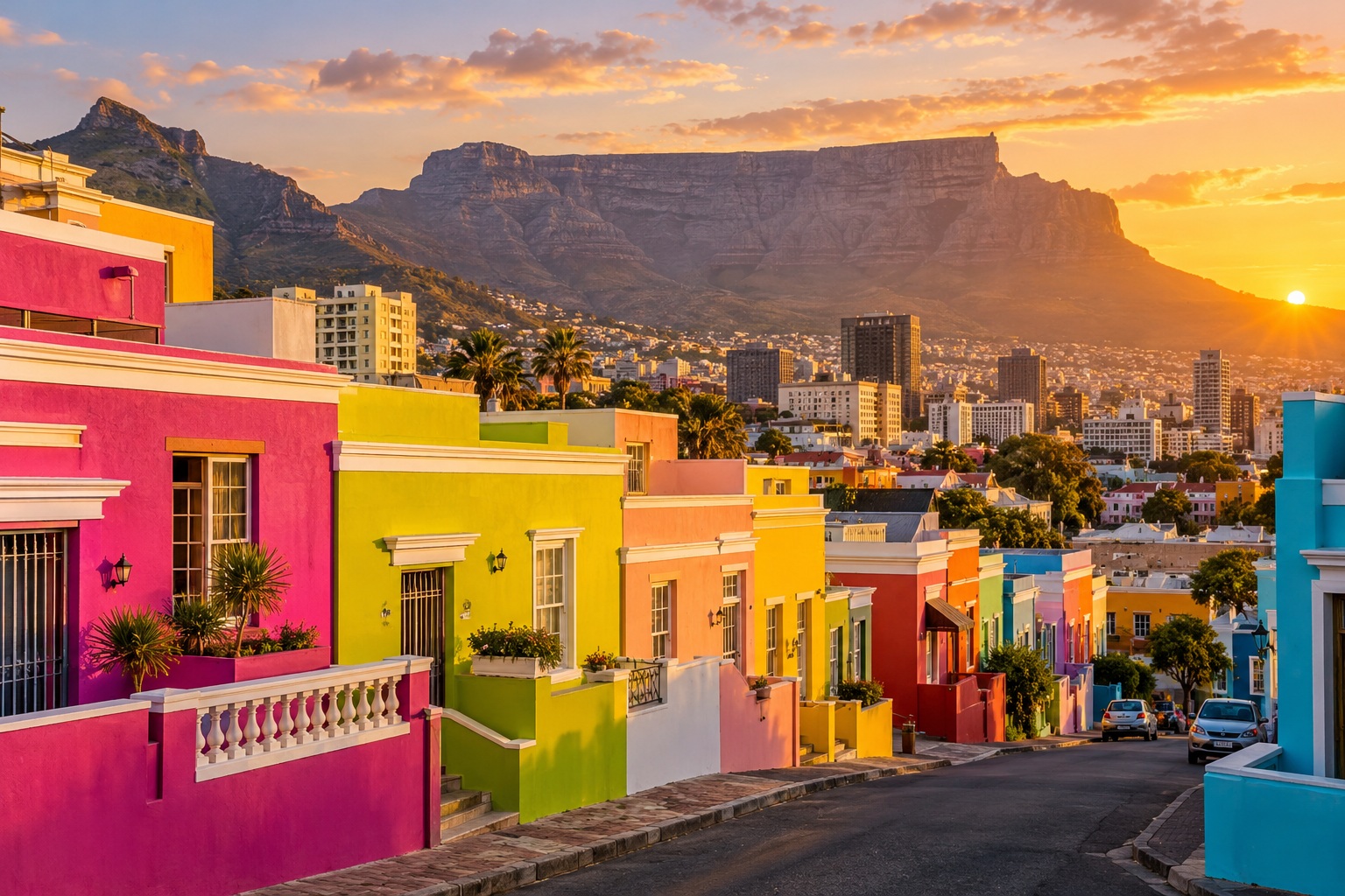 Casas de colores de Bo-Kaap en Ciudad del Cabo