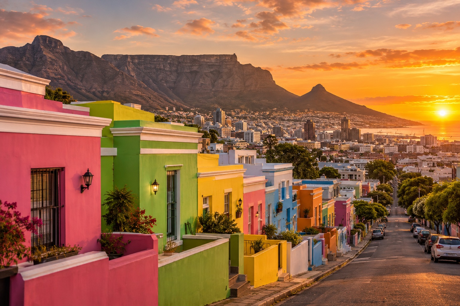 Casas de colores de Bo-Kaap en Ciudad del Cabo