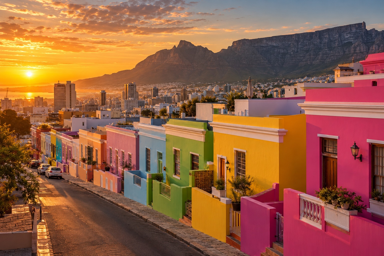 Casas de colores de Bo-Kaap en Ciudad del Cabo