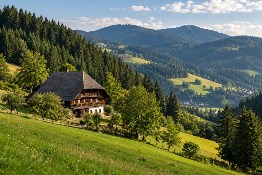 Bosques de abetos y colinas verdes de la Selva Negra, durante el viaje Berlín y Alemania de Ensueño.