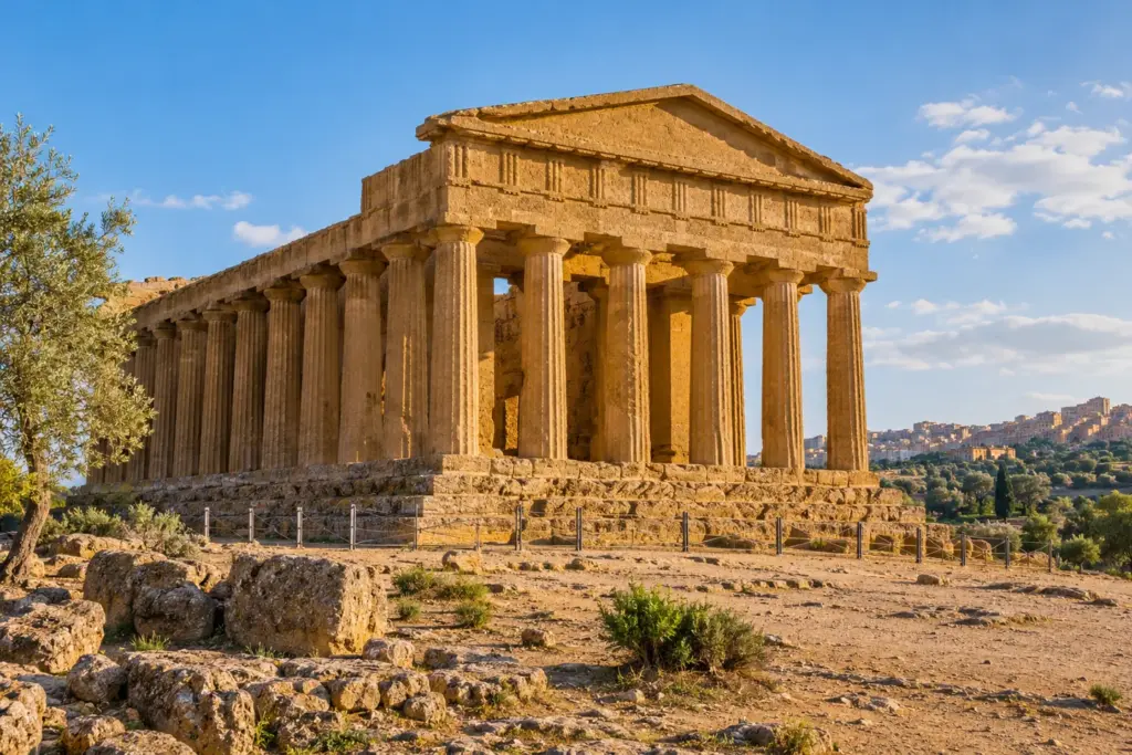 Templo de la Concordia en el Valle de los Templos de Agrigento, Sicilia, viaje a Sicilia desde Palermo