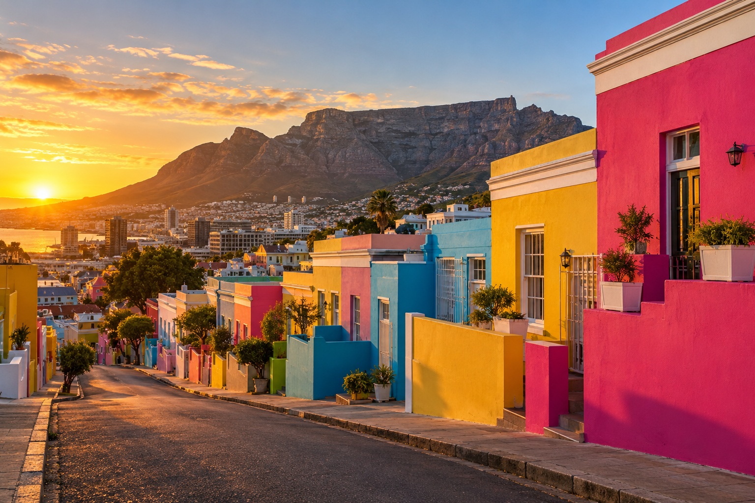 Casas de colores de Bo-Kaap en Ciudad del Cabo