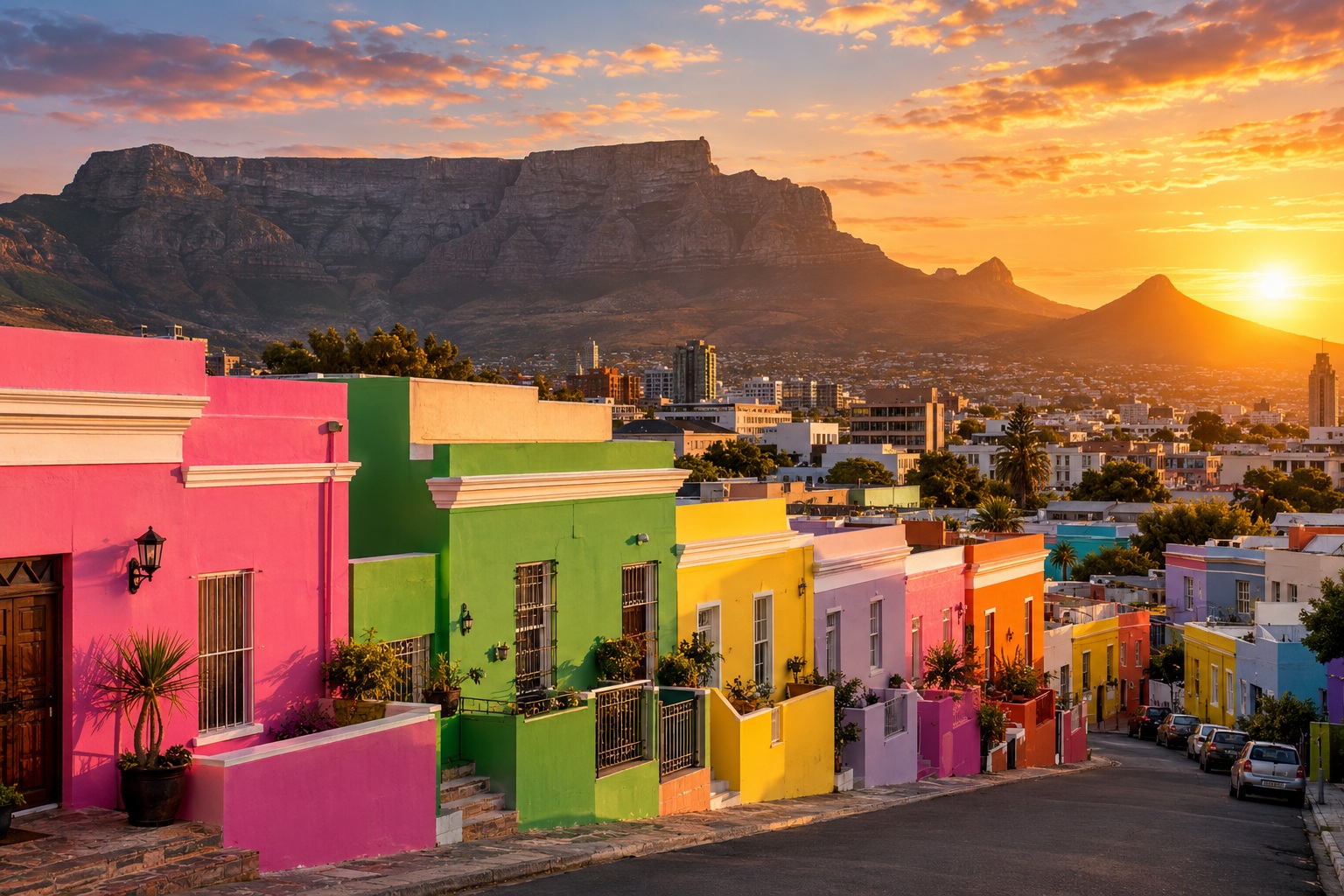 Casas de colores de Bo-Kaap en Ciudad del Cabo